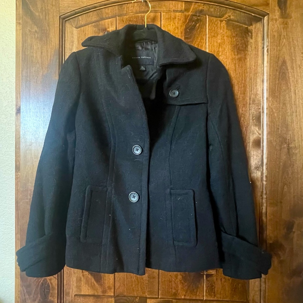 Banana Republic XS Black Pea Coat